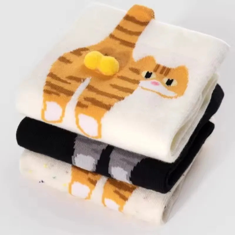 Funny 3D Cartoon Cat Mid-Tube Cotton Socks – Cute Women's Gift Novelty Cotton Socks SPOT