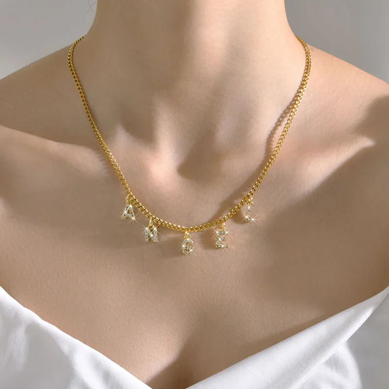Personalized Initial Letter Necklace – Stainless Steel Gold Initial Pendant Necklace SPOT