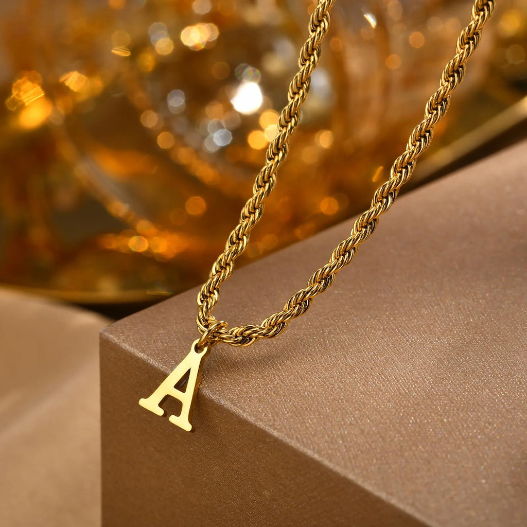 Stainless Steel Initial Letter Necklace – Gold & Silver Pendant Initial Pendant Necklace SPOT