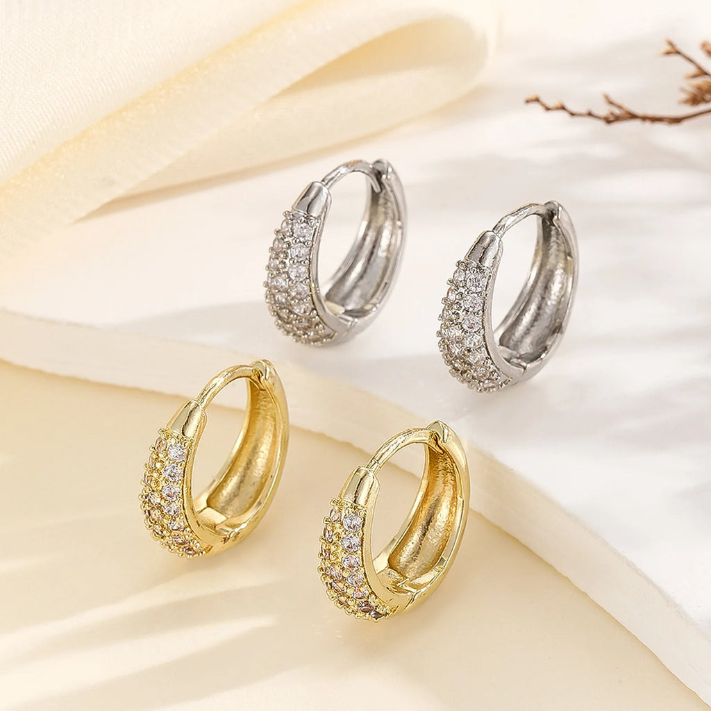 Chunky Pavé CZ Huggie Hoop Earrings – Gold & Silver | Women Huggie Hoop Earrings SPOT