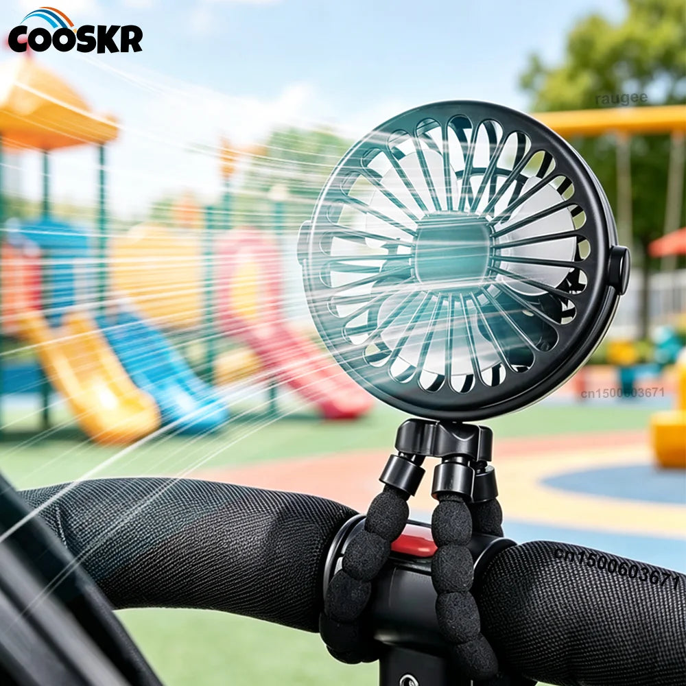 Raugee Mini Clip-On Stroller Fan – Rechargeable & 360° Flex Clip-On Portable Fan SPOT