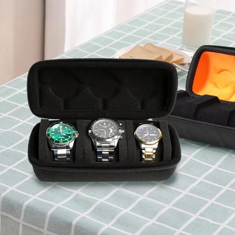 3-Slot Watch Travel Case – Rigid Nylon Watch Organizer Box Watch Travel Case SPOT