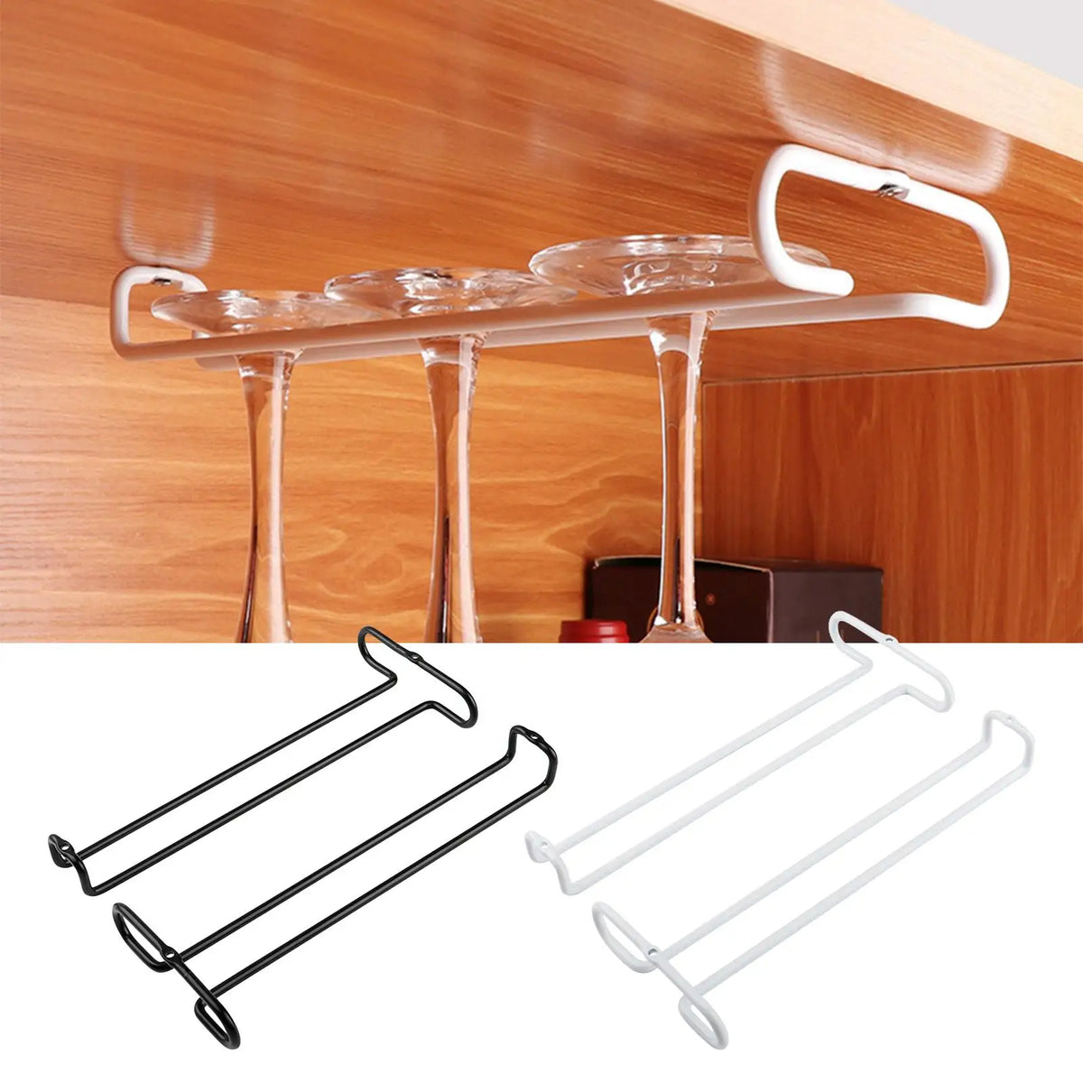 Under Cabinet Wine Glass Holder – 2-Pack Stemware Rack Wine Glass Rack SPOT