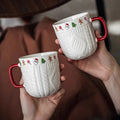 2-Pack Embossed Christmas Ceramic Mugs – Holiday Coffee Cups Christmas Ceramic Mugs SPOT 2Pcs 301-400ml
