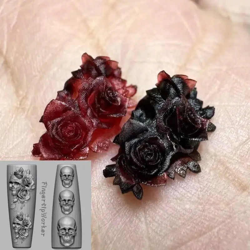 Rose Skull Silicone Nail Art Molds – DIY Carving Design Set Nail Art Mold SPOT