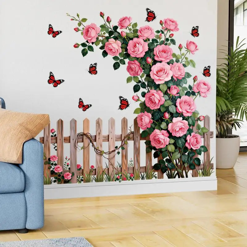 Rose Vine Wall Decals – Waterproof Self-Adhesive Floral Stickers Wall Decals SPOT