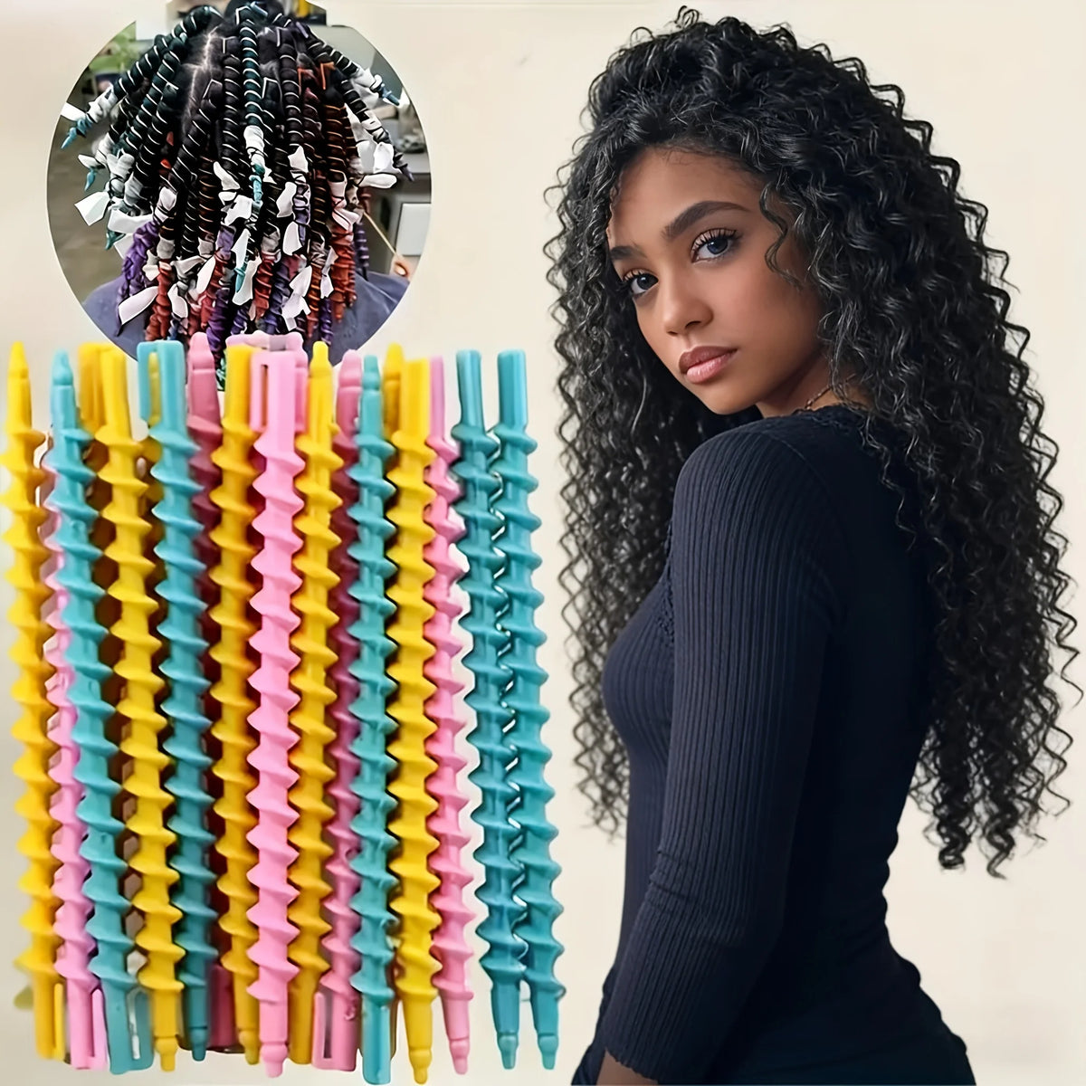 20-Pack Heatless Hair Curlers – Spiral Rollers, Overnight Styling Heatless Hair Curlers SPOT