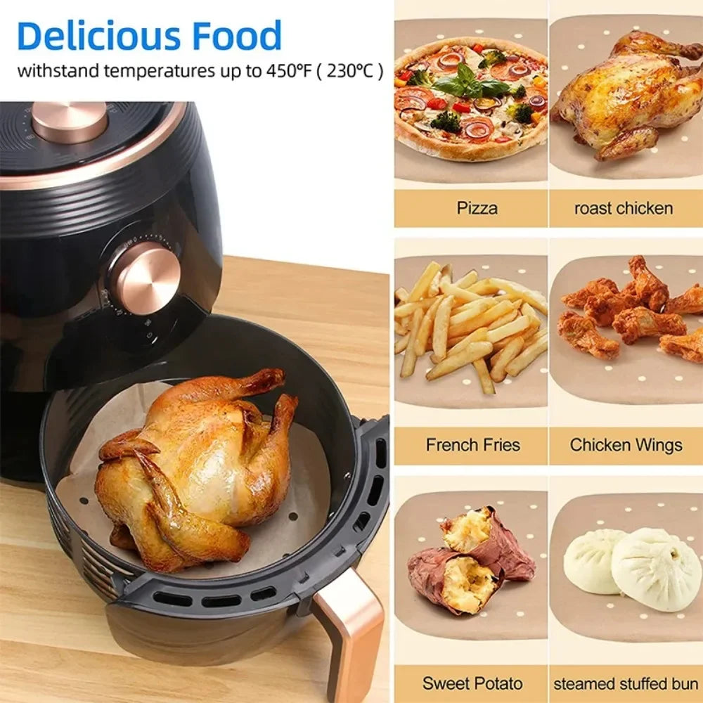 100-Pack Air Fryer Parchment Liners – 7.5, 8.5 & 9 Inch Air Fryer Liners SPOT