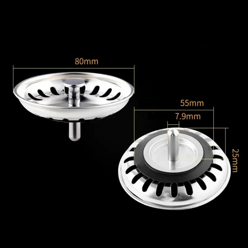 2-Pack Stainless Steel Sink Strainer & Drain Stopper Filter Sink Strainer Stopper SPOT