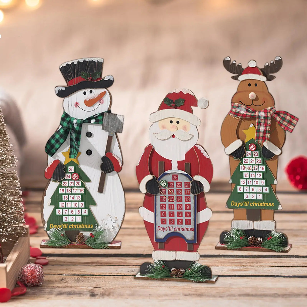 Wooden Snowman Christmas Advent Calendar – Desk Centerpiece Advent Calendar SPOT