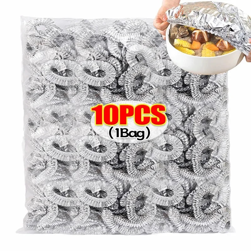 Elastic Aluminum Foil Food Covers – Disposable Fresh-Keep Lids Food Storage Covers SPOT 10PCS