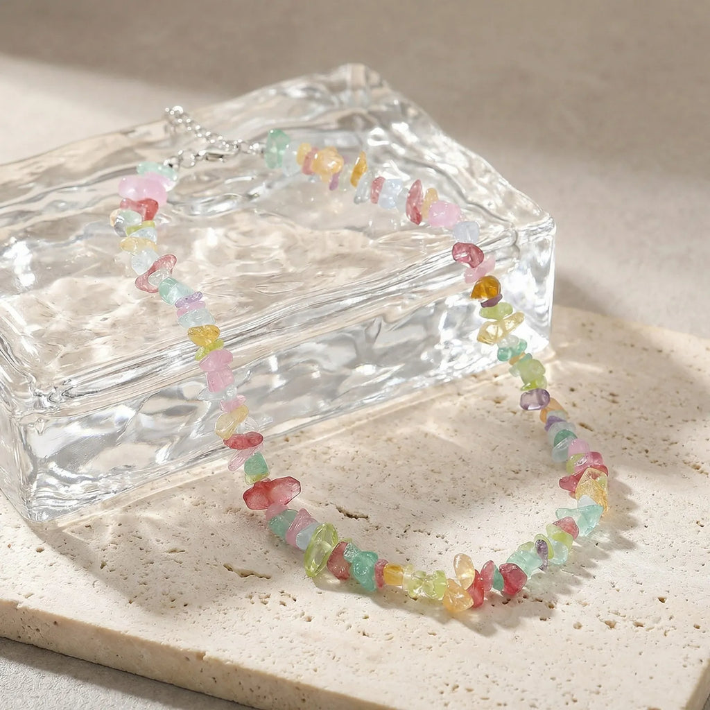 Turquoise Crystal Beaded Choker Necklace – Bohemian Women's Beaded Choker Necklace SPOT