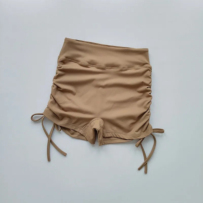 Women's High Waist Yoga Shorts – Breathable Drawstring Gym Women's Yoga Shorts SPOT Brown L