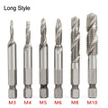 6-Pc Metric Titanium Drill Tap Bit Set M3–M10 | 1/4" Hex Shank