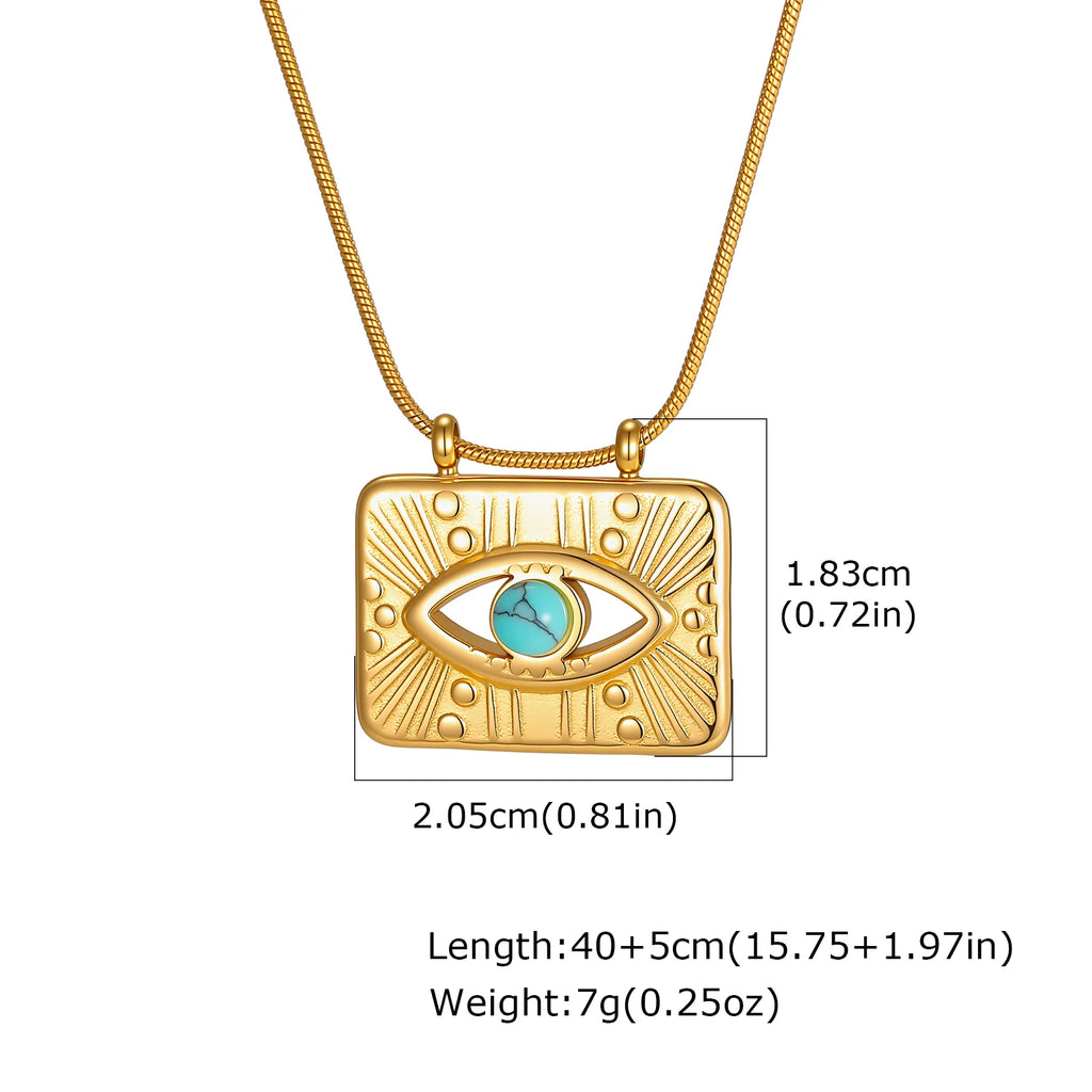 Turquoise Evil Eye Sunflower Pendant Necklace | Gold Pendant Necklace SPOT NC-2578G
