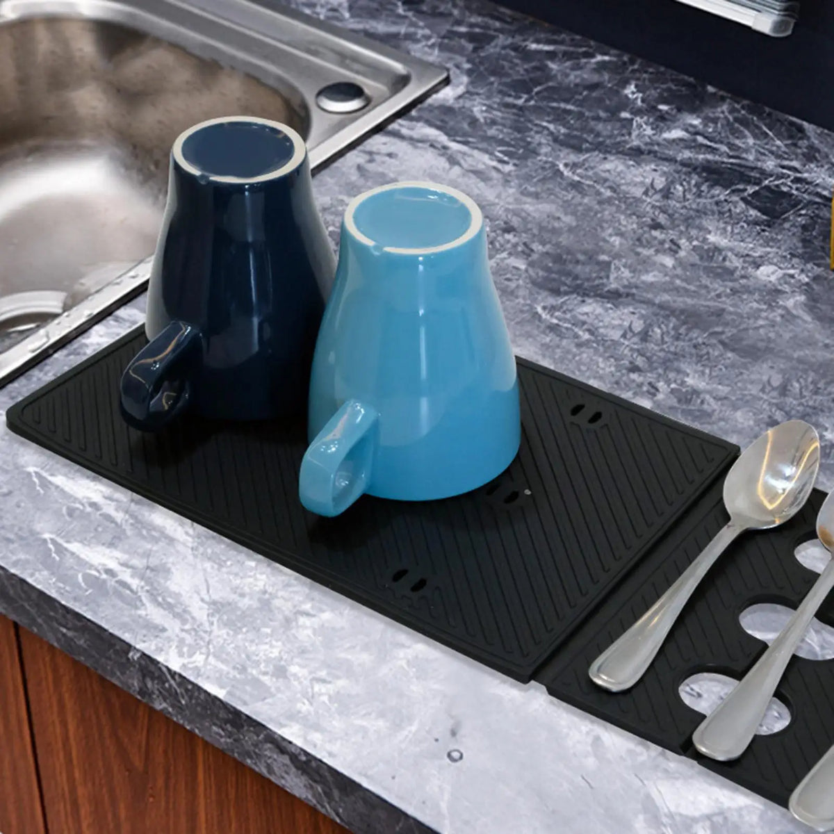 Silicone Dish Drying Mat & Draining Rack Tray – Foldable Dish Drying Mat SPOT Green