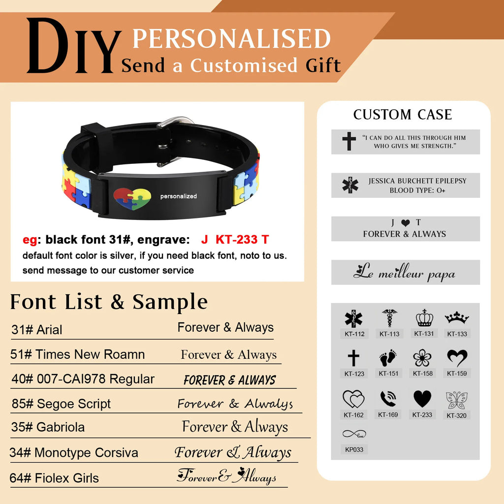 Personalized Kids Silicone ID Bracelet – Custom Engraved Wristband Kids ID Bracelet SPOT