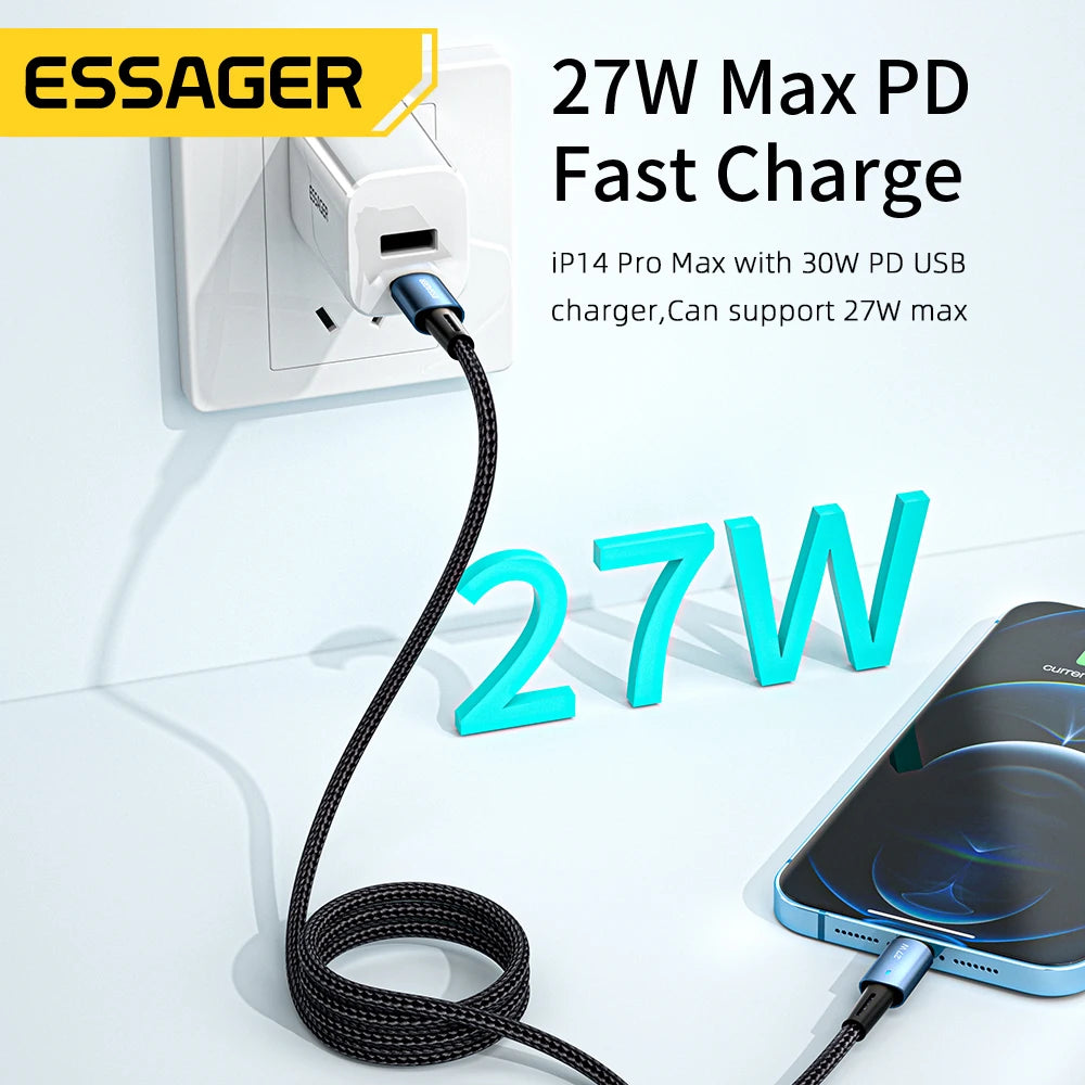 Essager 27W USB-C to Lightning Fast Charging Cable 3A USB Charging Cable SPOT