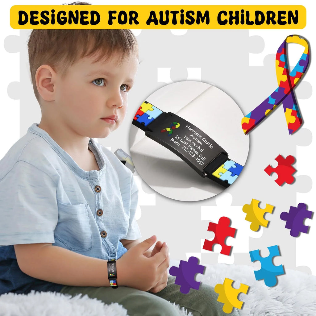 Custom Engraved Kids Medical ID Bracelet – Silicone Wristband Medical ID Bracelet SPOT