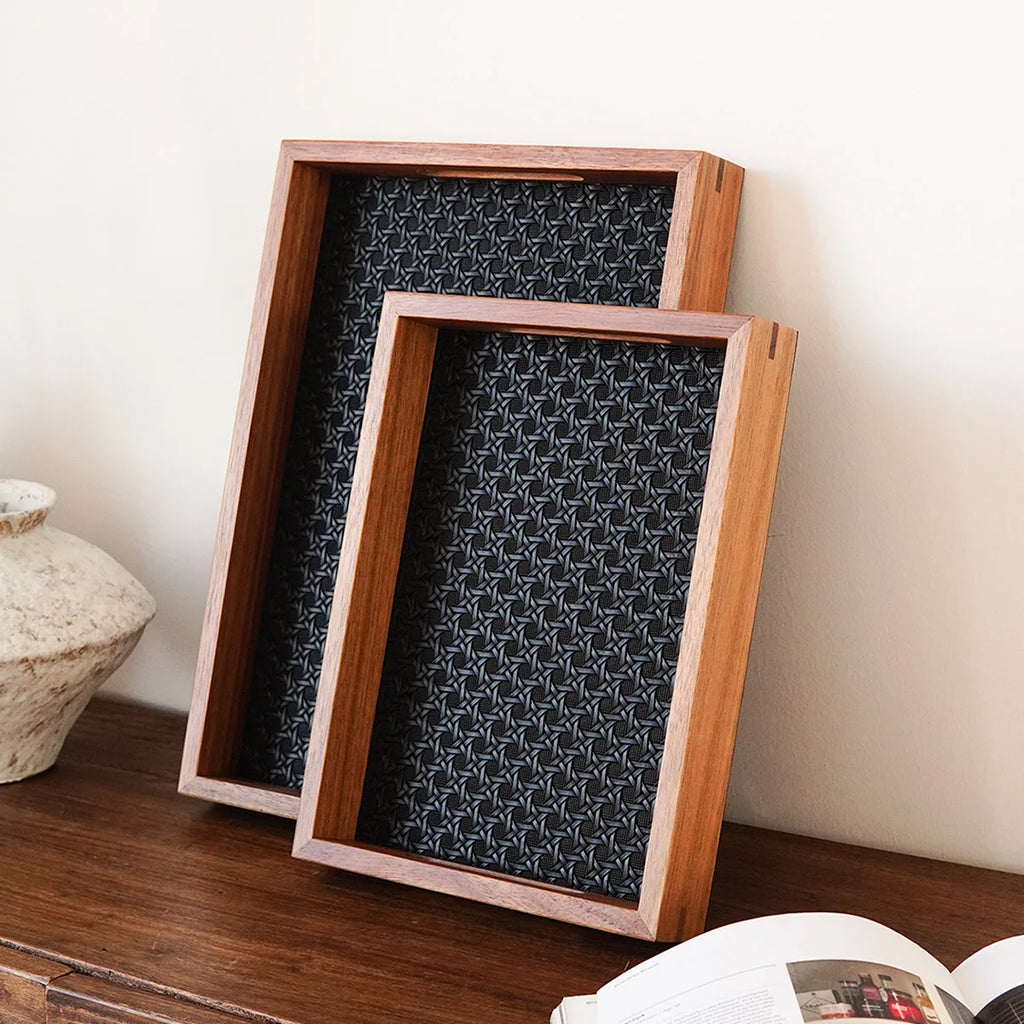 Bamboo Woven Acacia Wood Decorative Tray – Jewelry & Home Decorative Wood Tray SPOT
