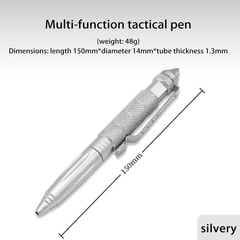 Tactical Pen – Aviation Aluminum Glass Breaker Survival Tool Tactical Survival Pen SPOT Silver