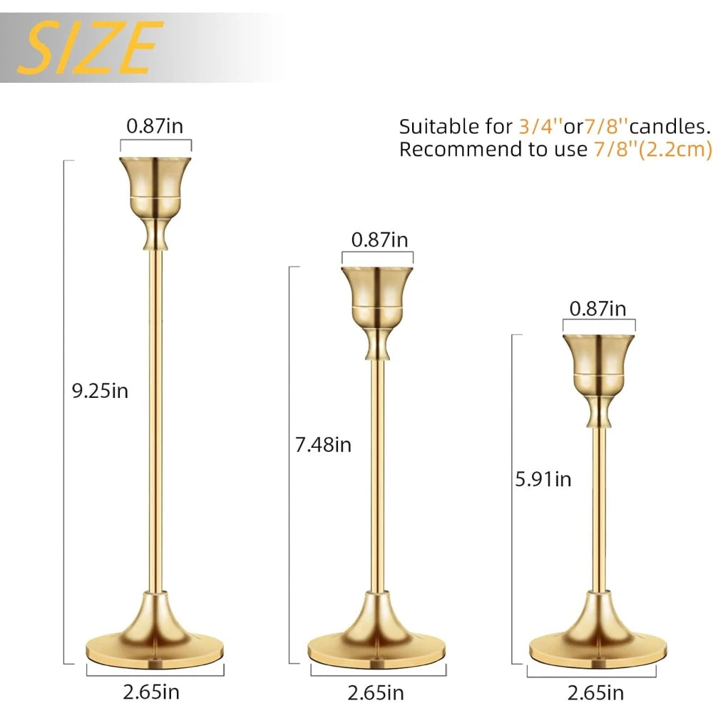 Set of 3 Vintage Metal Trumpet Candlestick Holders | Nordic Style Candle Holder Set SPOT