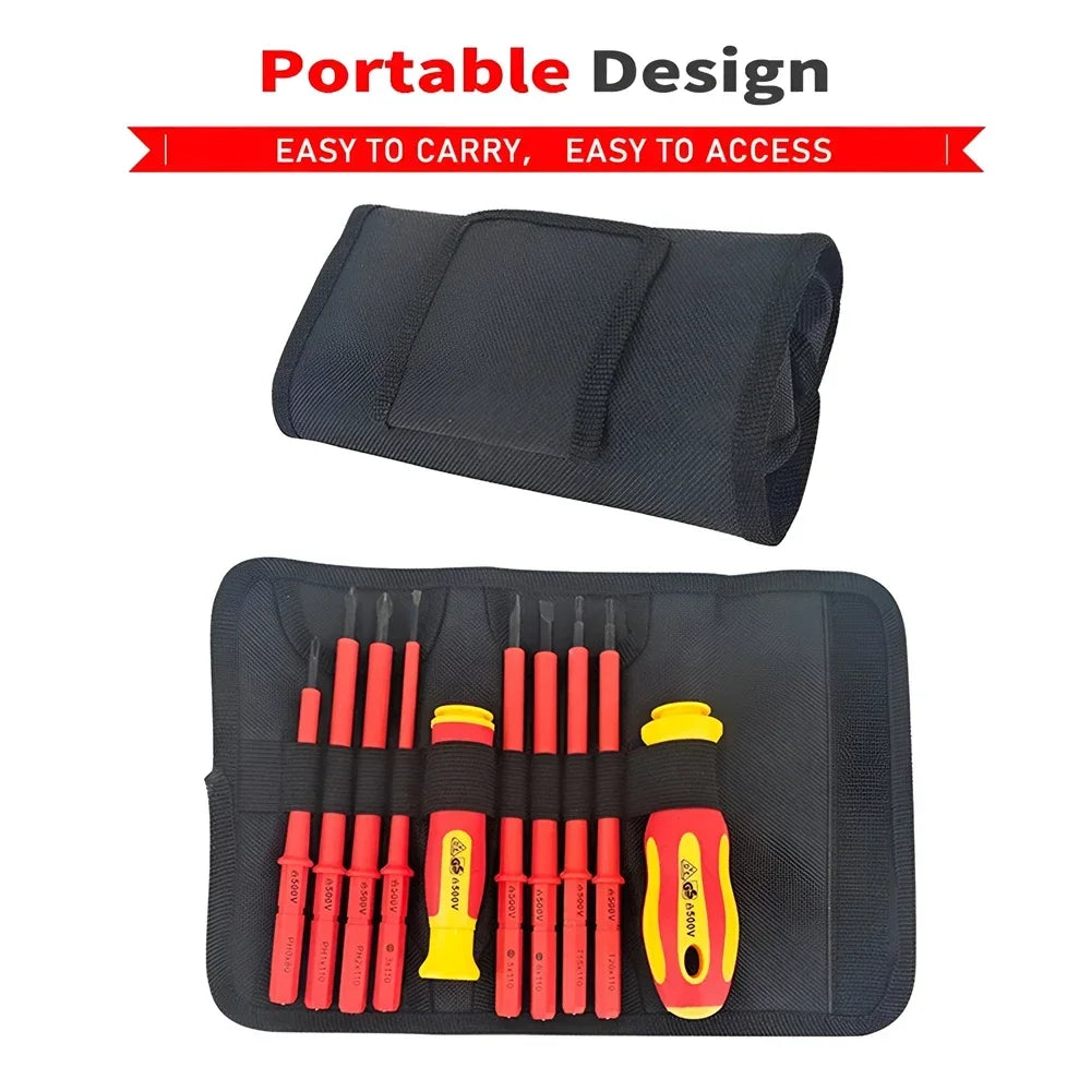 10-Pc Insulated Screwdriver Set – 500V, Interchangeable Blades Insulated Screwdriver Set SPOT