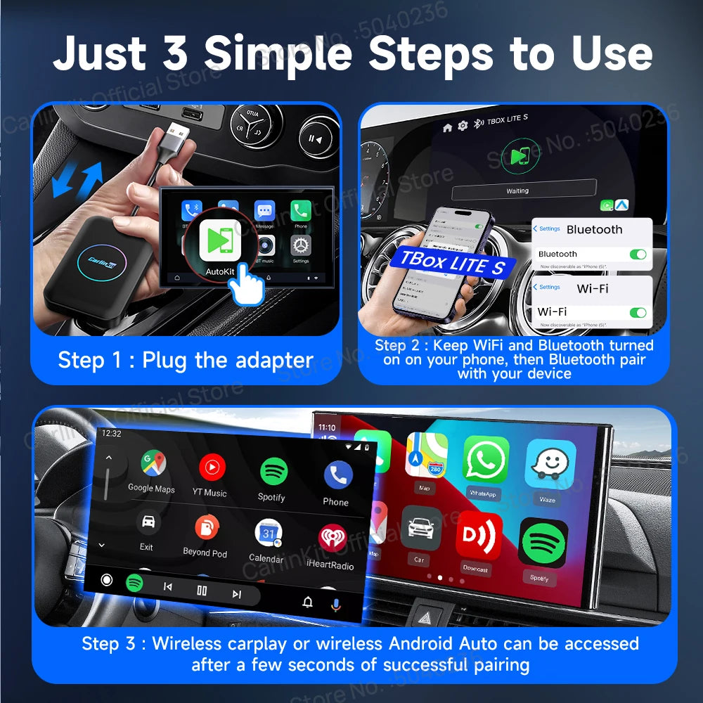 CarlinKit TBox Lite S – Wireless CarPlay & Android Auto Box Car Android Adapter SPOT