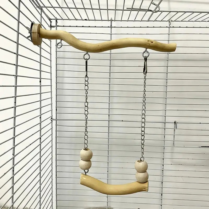 Parrot Suspension Bridge Swing Toy – Natural Wood Bird Perch Bird Swing Toy SPOT