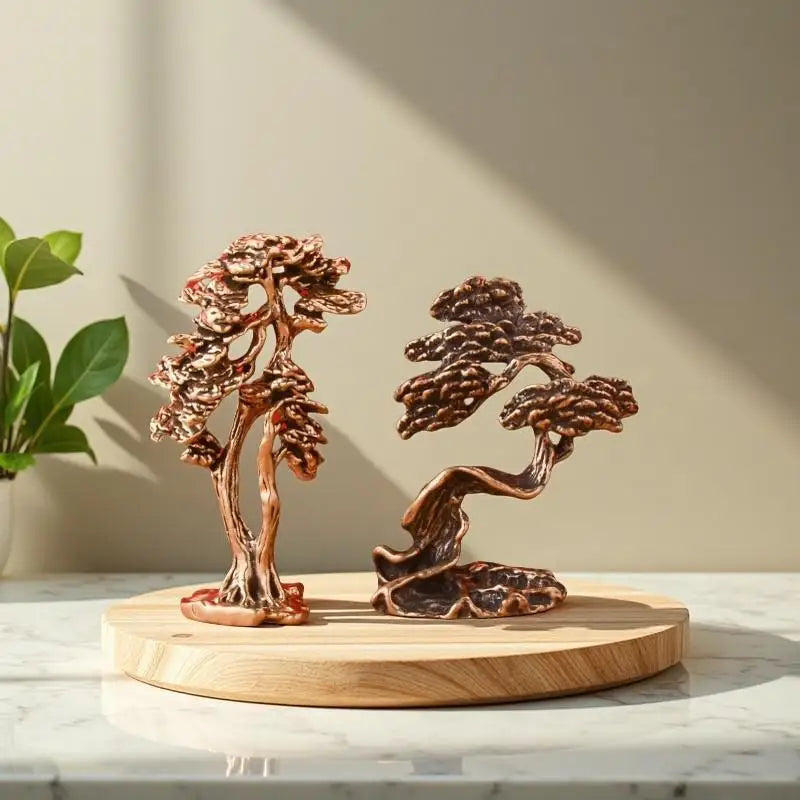 Zinc Alloy Pine Bonsai Sculpture – Zen Vintage Desktop Decor Desktop Figurine SPOT