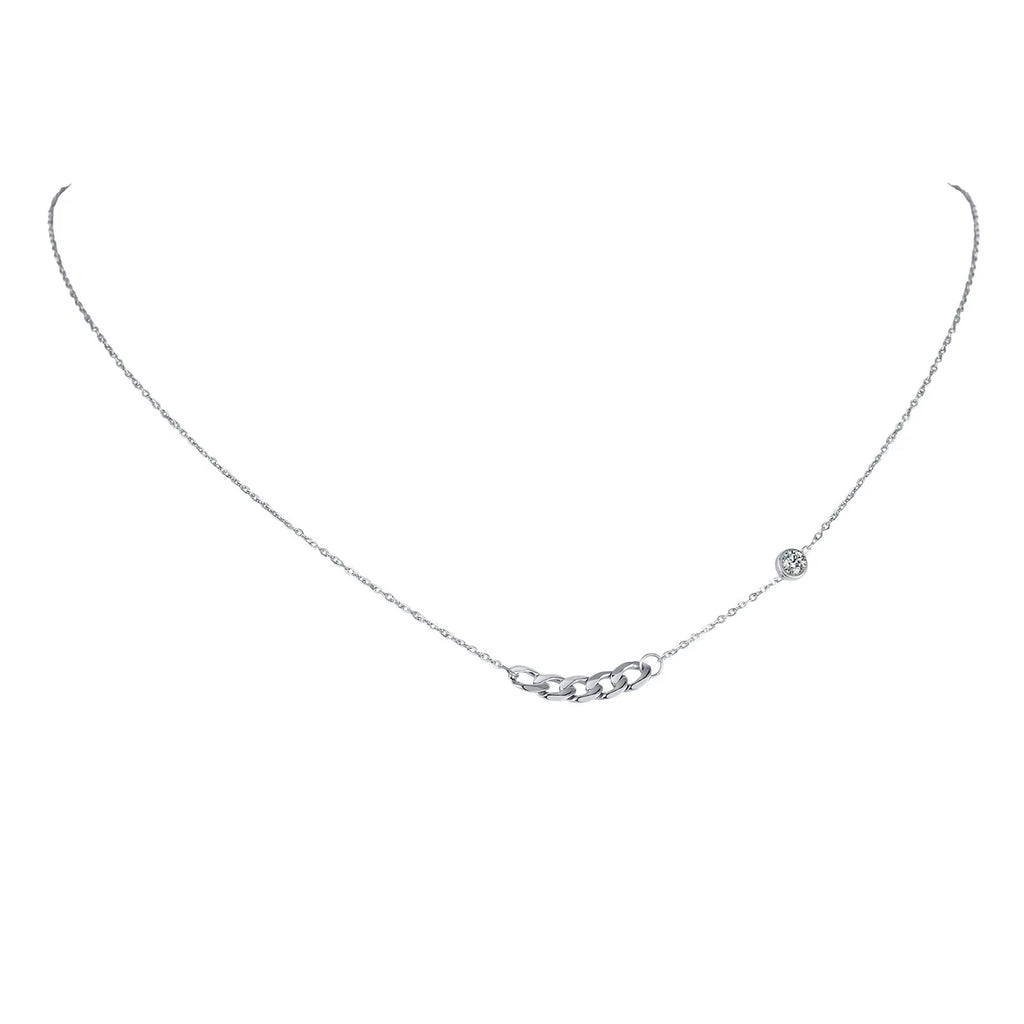 Women's Dainty CZ Pendant Necklace – Stainless Steel Chain Pendant Necklace SPOT NC-784S