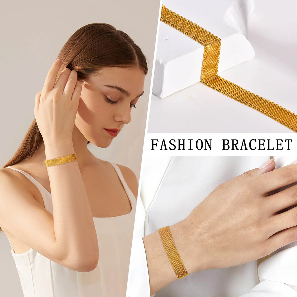 Meaeguet Vintage Mesh Link Bracelet – Women's Stainless Steel Fashion Bracelet SPOT