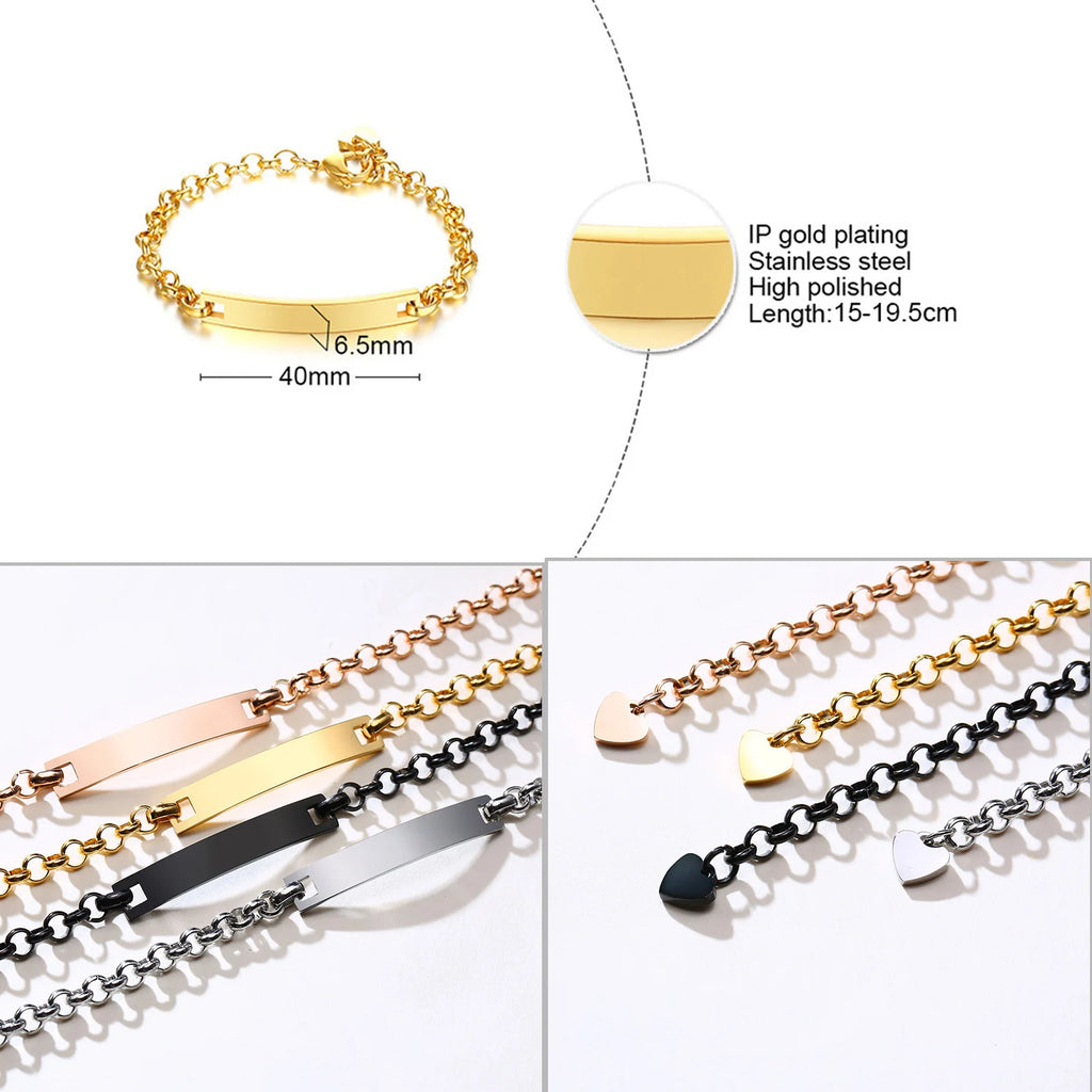 Engraved Name Bar Bracelet – Custom Gold Plated Gift for Women Personalized Bracelet SPOT