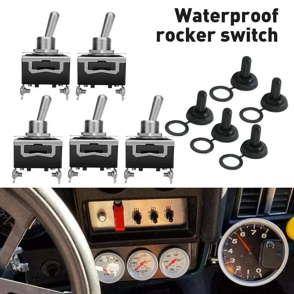 5-Pack SPST Rocker Switch 15A 250V Waterproof On/Off Switch Rocker Switch SPOT