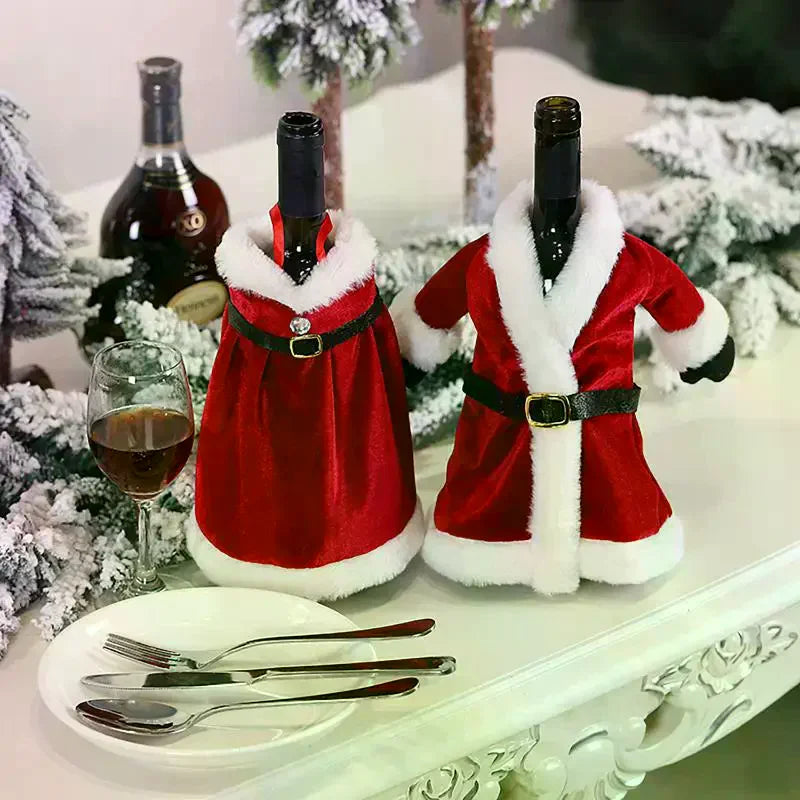 Christmas Velvet Wine Bottle Cover – Santa Festive Decor Holiday Bottle Cover SPOT
