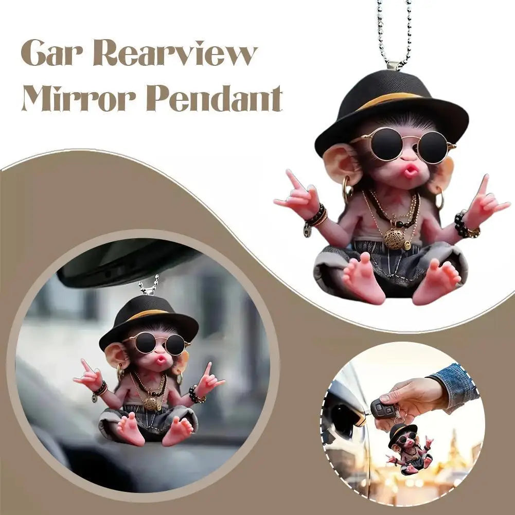 Acrylic Monkey Car Pendant – Rearview Mirror Hanging Ornament Car Hanging Ornament SPOT