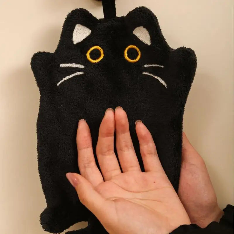 Cartoon Cat Coral Fleece Hand Towel – Soft & Absorbent Decorative Hand Towel SPOT