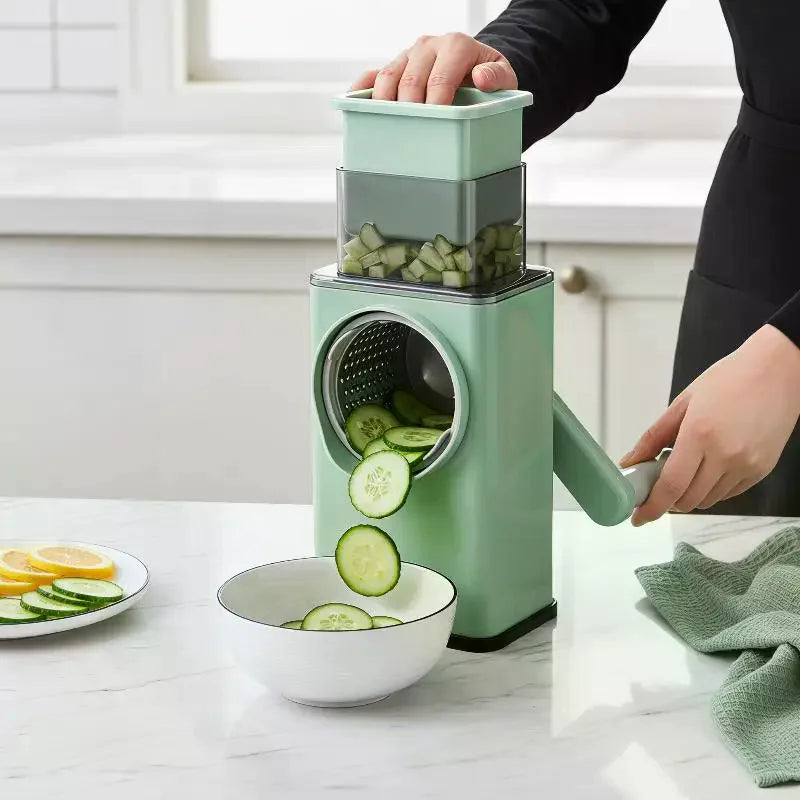Hand Crank Vegetable Cutter – 6-Blade Stainless Steel Slicer Vegetable Cutter SPOT