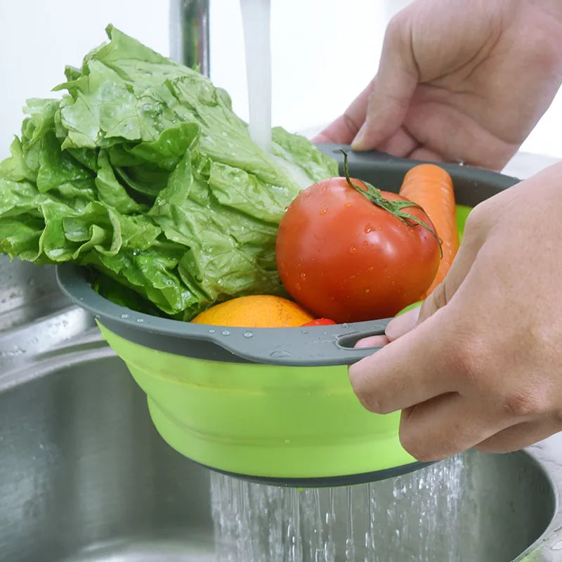 Collapsible Silicone Colander – Foldable Fruit & Veggie Strainer Collapsible Colander SPOT