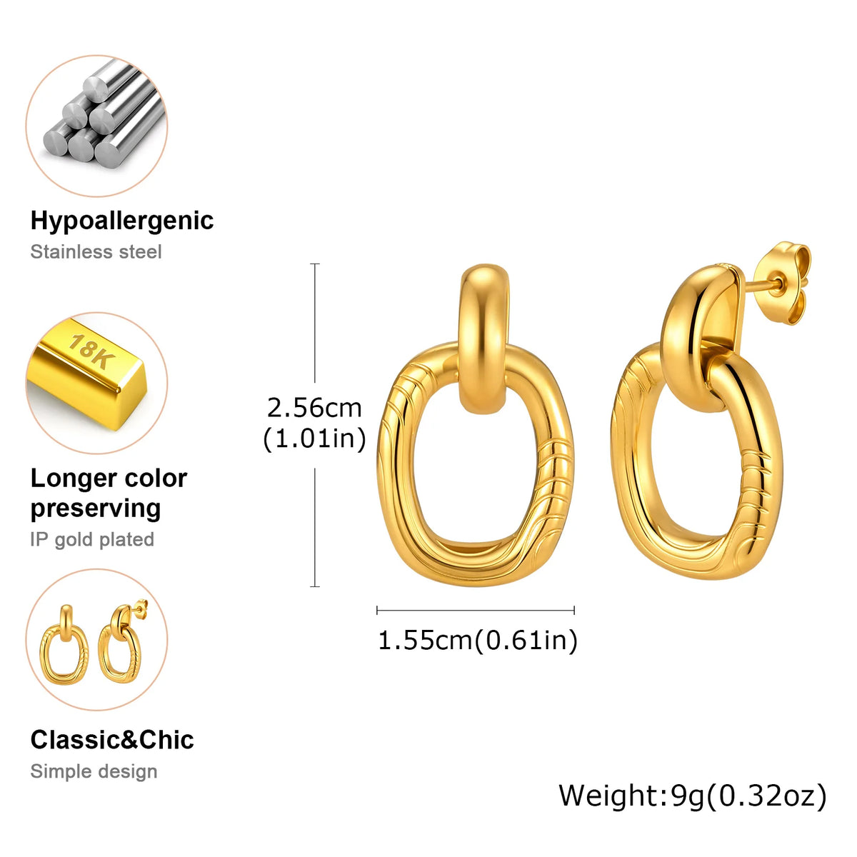 Geometric Dangle Earrings – 18K Gold Plated Statement Jewelry Dangle Earrings SPOT
