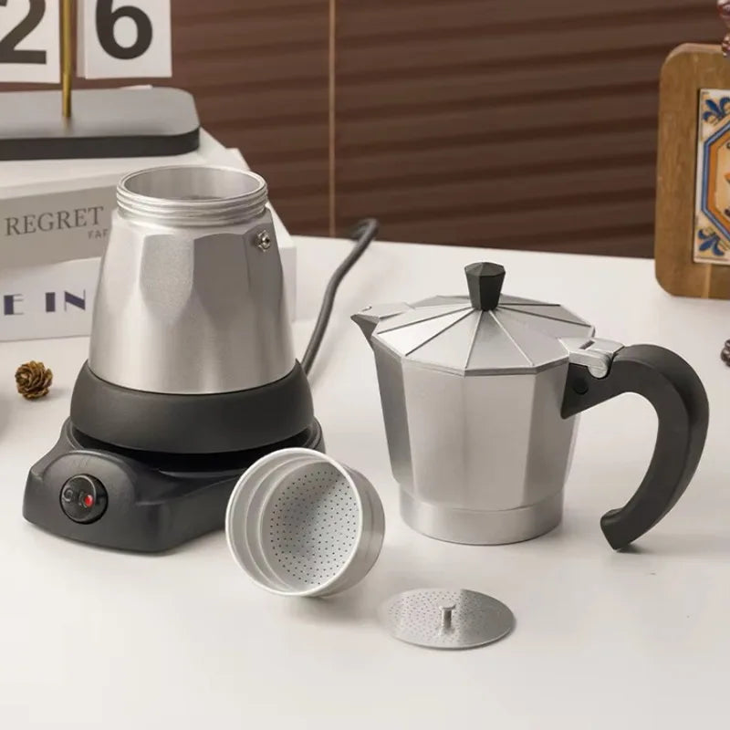 Electric Aluminum Moka Pot 6-Cup Thermal Coffee Maker Electric Moka Pot SPOT