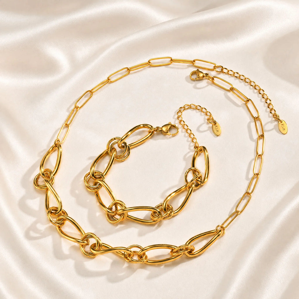 Chunky Geometric Link Bracelet – 18K Gold Plated Adjustable Chain Link Bracelet SPOT