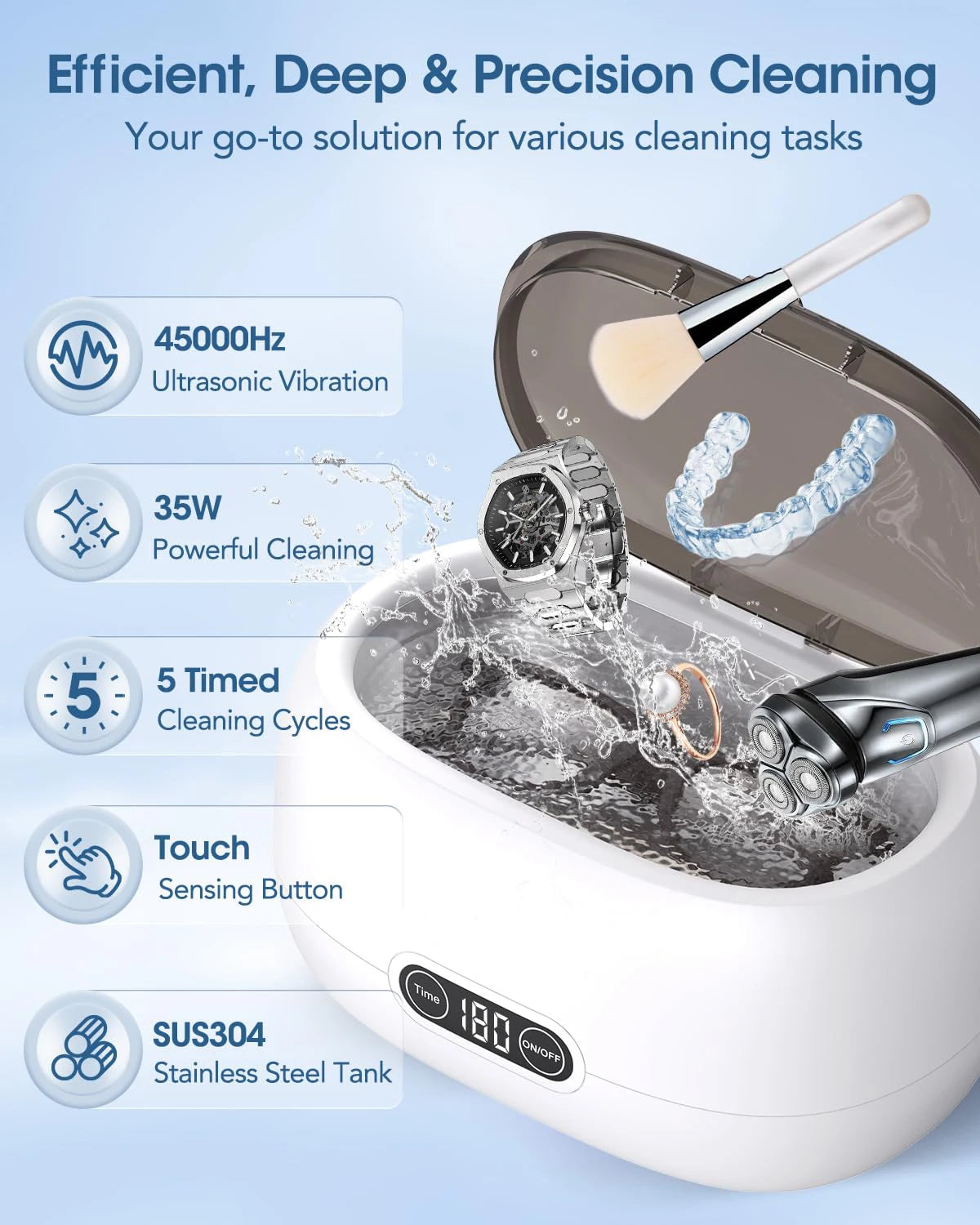 650ml Ultrasonic Cleaner 5 Modes & Timer | Jewelry & Glasses Ultrasonic Cleaner SPOT