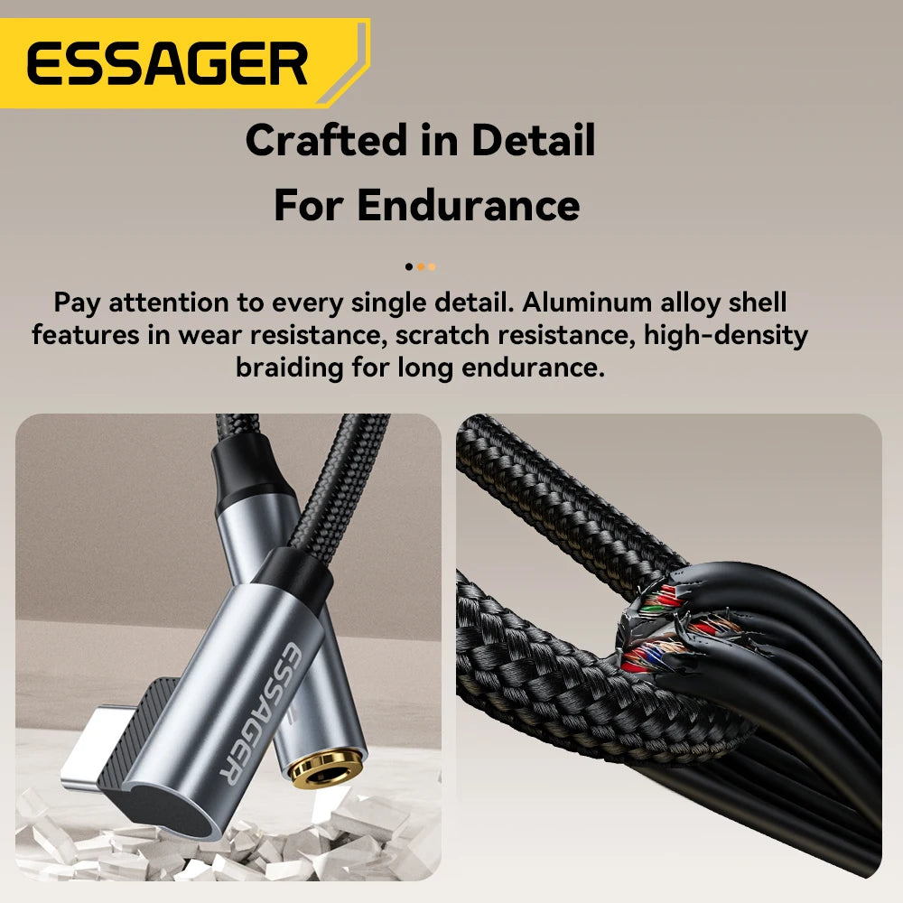 Essager L-Shape USB-C & Lightning to 3.5mm Audio Adapter Audio Adapter Cable SPOT
