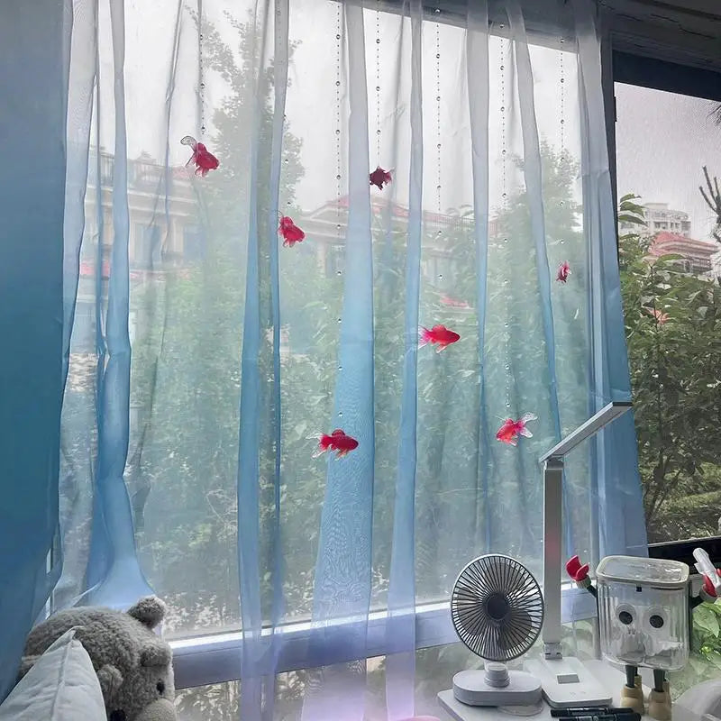 Light Blue Sheer Voile Curtain – Soft Rod Pocket Drapes Sheer Window Curtain SPOT