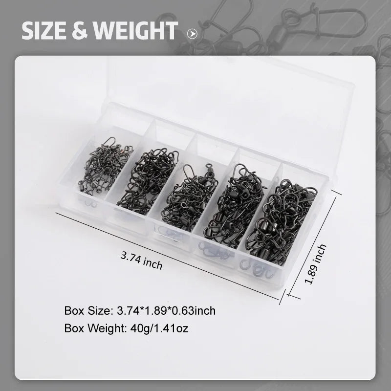 50-Pack Fishing Rolling Swivel Snap – Sizes 4# to 12# Fishing Swivel Snap SPOT