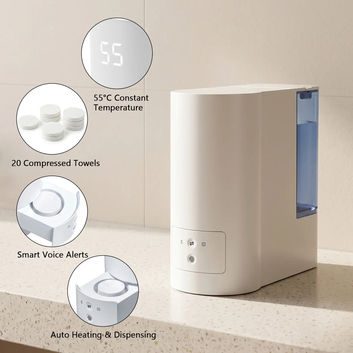 55°C Auto-Dispensing Hot Towel Dispenser – Spa & Hotel Warmer Towel Warmer Dispenser SPOT