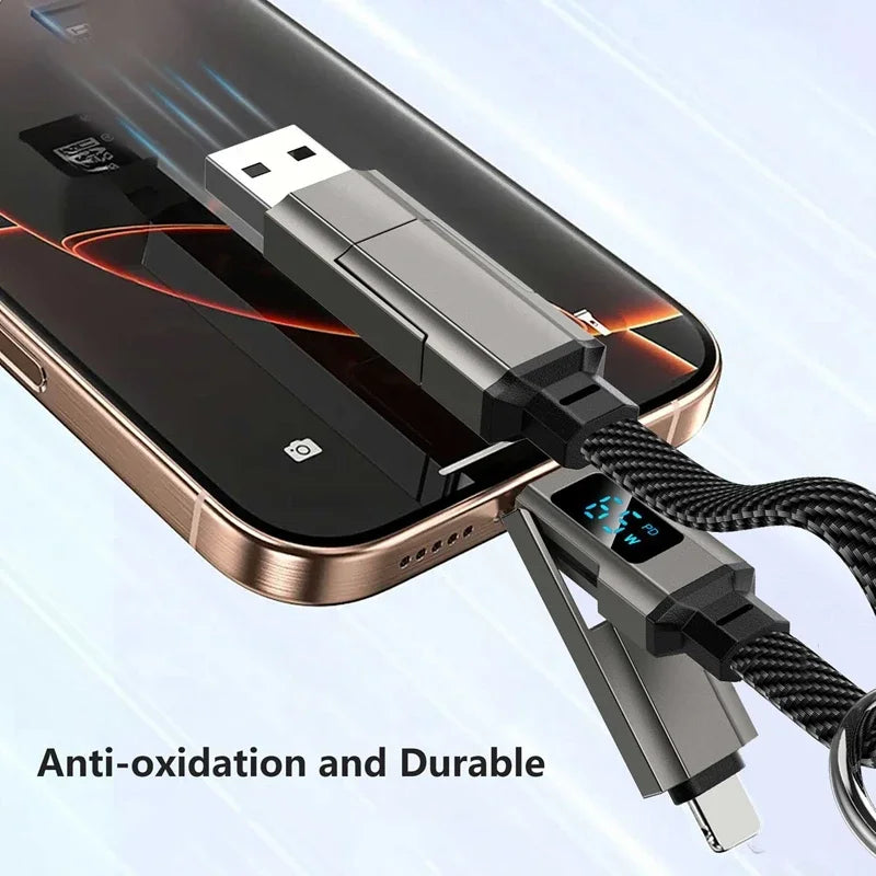 65W 4-in-1 Keychain Charging Cable USB-C with LED Display USB Charging Cable SPOT