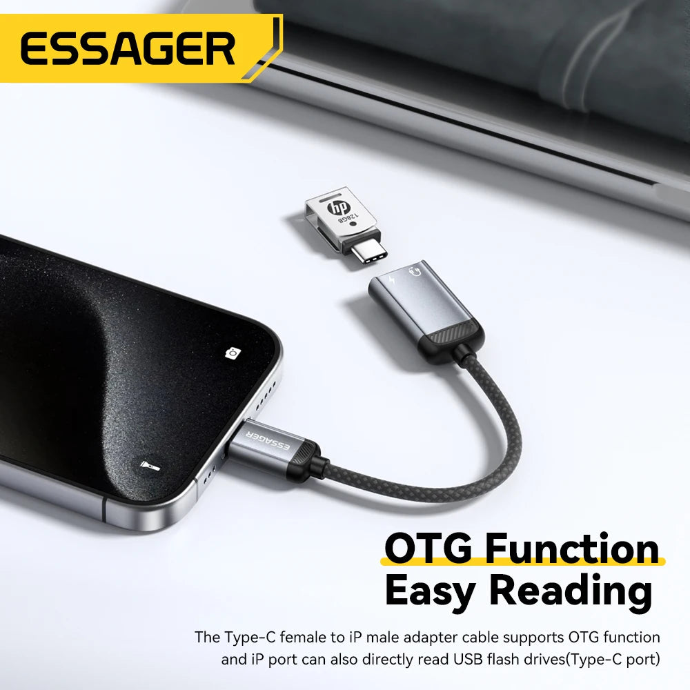 Essager USB-C to Lightning Audio Adapter OTG – iPhone & Android Audio Adapter Cable SPOT