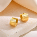 Ribbed Gold Hoop Earrings – Stainless Steel Huggie Hoops Hoop Earrings SPOT Default Title